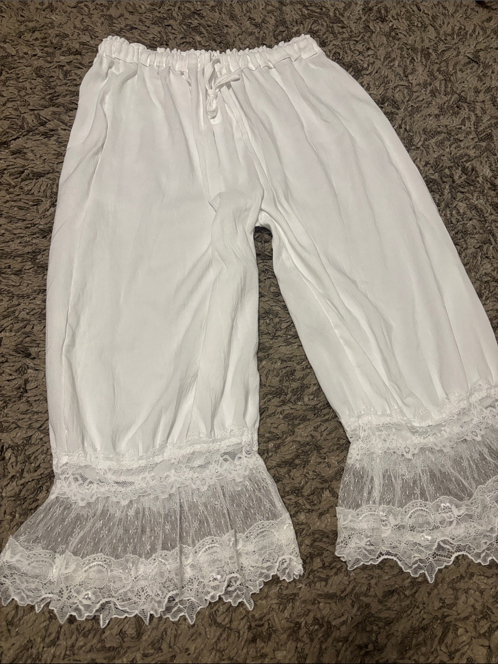 White Lace-Trim Wide Leg Bloomers - Picture 11 of 14